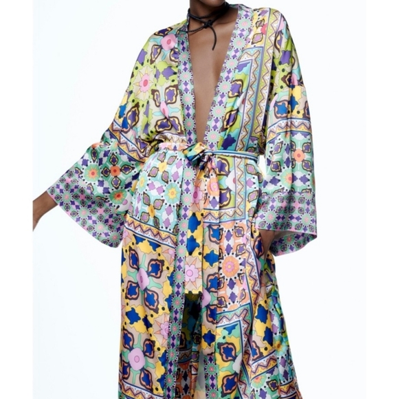 Zara Final Markdown Printed Kimono Coverup/Dress/Robe - Picture 2 of 10